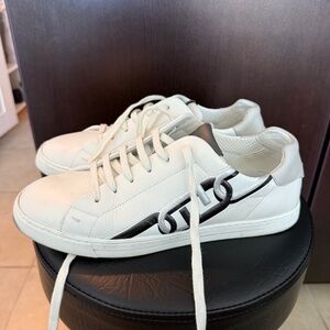 FENDI O'LOCK FF MONOGRAM LEATHER LOW TOP SNEAKERS WHITE